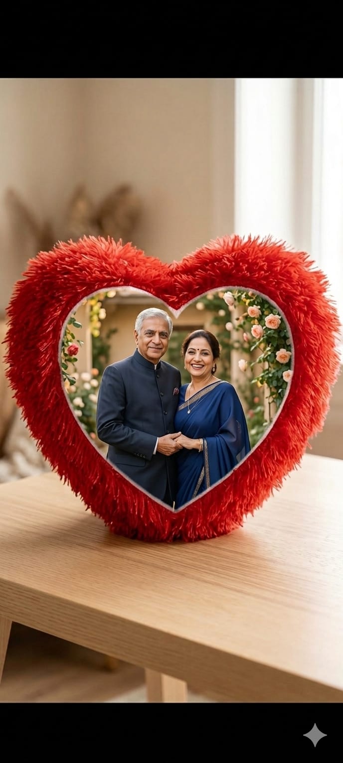 “Customized Heart Fur Photo Frame Pillow”